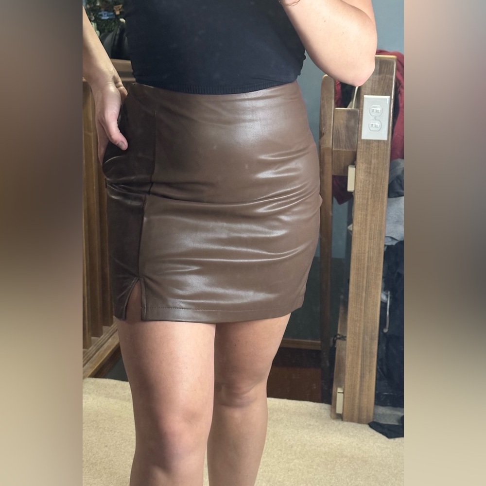 Brown Leather Skirt